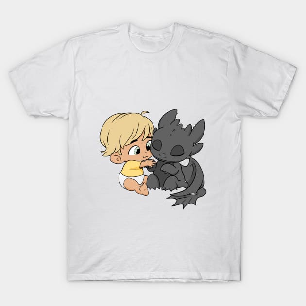 Best friend forever, baby dragon Toothless, baby boy with dragon, my first birthday T-Shirt by PrimeStore